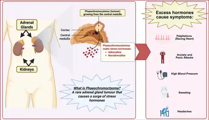 Figure 2: Symptoms of phaeochromocytomas. Image created using Biorender.